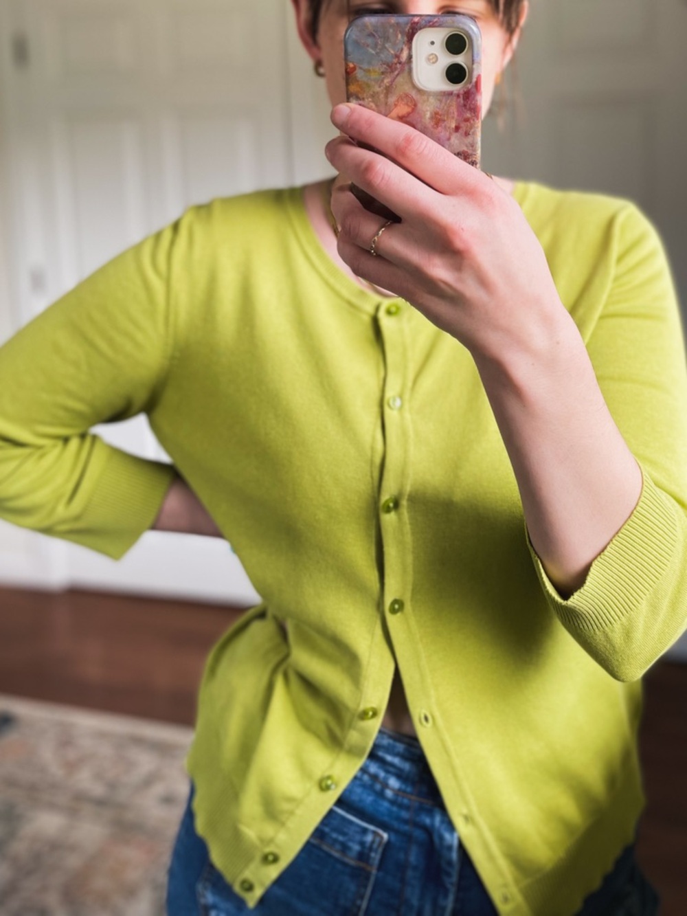 SILK blend Green Cardigan